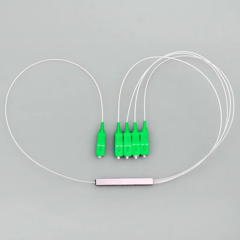10 pcs Fiber optic splitter 1 : 4 SC APC Mini steel tube type PLC 1x4 optical splitter 1-4 CATV FTTH factory OEM
