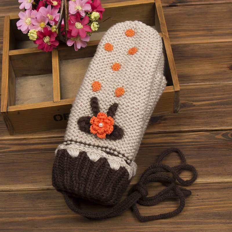 

Women Fashion Winter Warm Thick Handmade Knit Gloves Mittens