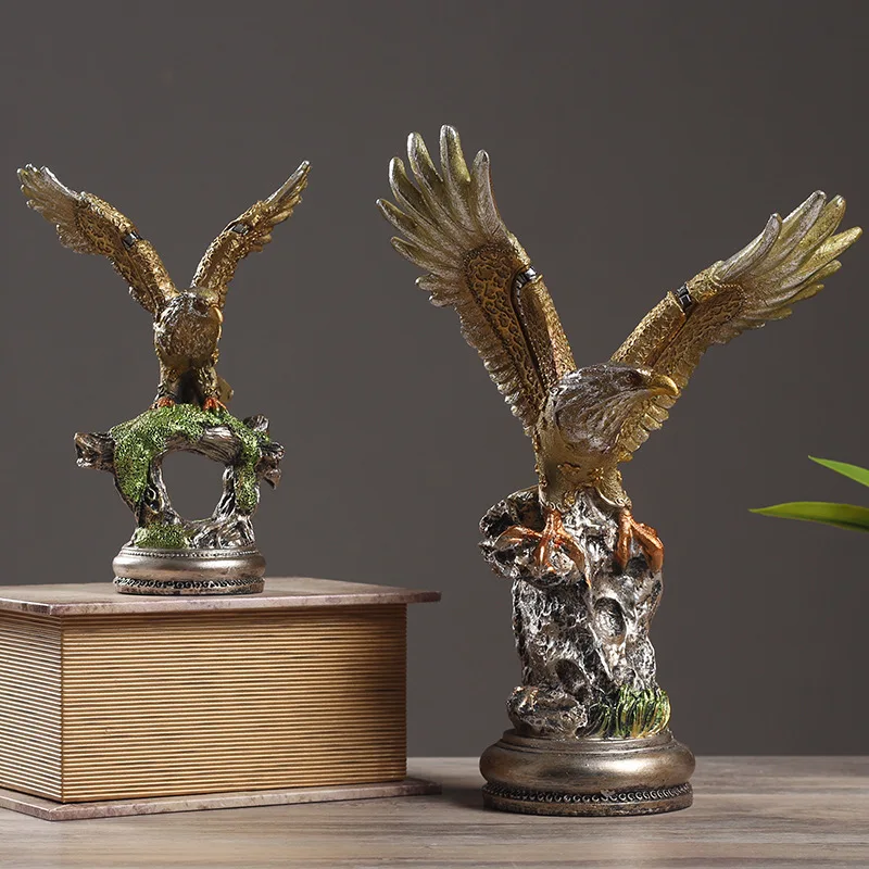 Vintage Resin Eagle Figurines Miniatures Living Room Bird Statue Home Decor Artificial Ornament For Office Desktop Crafts Gifts