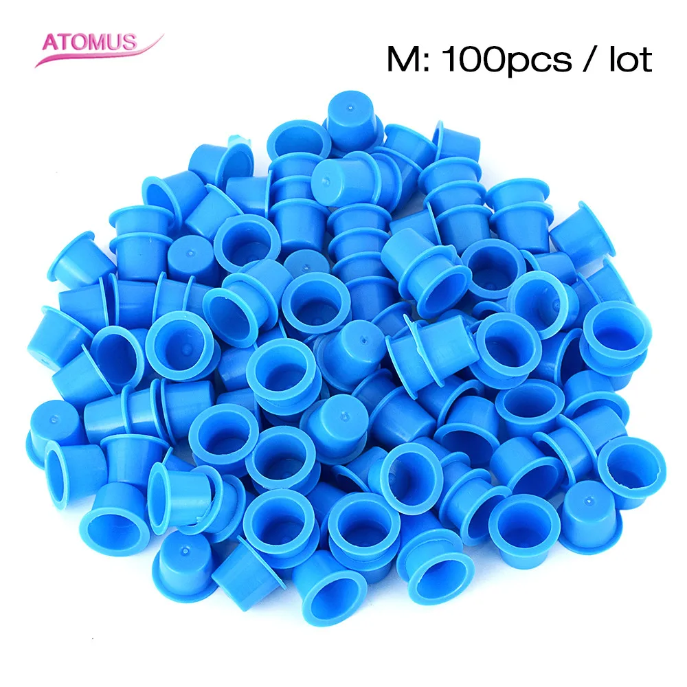 100Pcs Plastic Medium Ink Pigment Cup For Permanent Tattoo Makeup Eyebrow Make Up Container Stand Holder Body&Art Accessorie