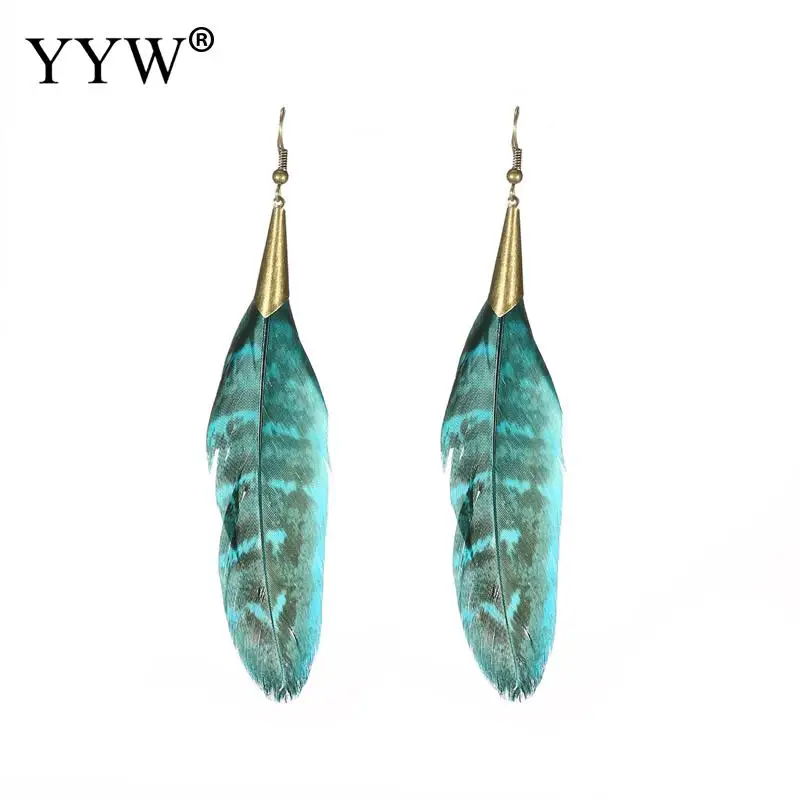 Wholesale Long Tassel Ethnic Style Fashion Statement Earring bohemian Feather Earrings Wedding Accessories 2021 New Arrival