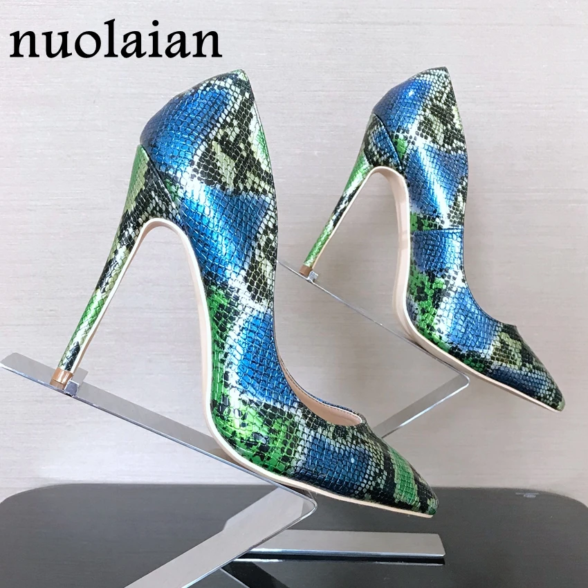 

Brand Design Women Shoes Snake Printed Leather High Heels Sexy Ladies High Heel Shoes Woman Pumps Womens Wedding Shoes Femme