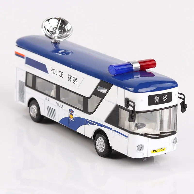 Sale limited 1:36 city police bus alloy car model,simulation die-cast metal sound and light back force model car,free shipping