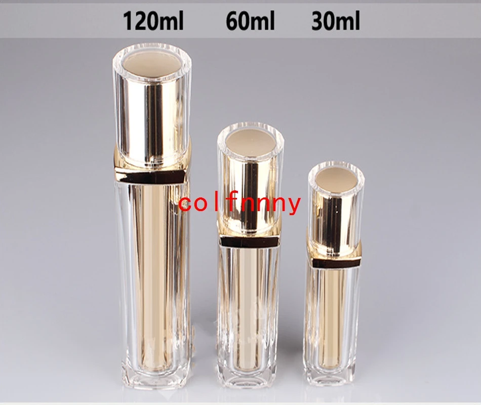 

200pcs/lot Fast Shipping 30ML 60ml Women Spray Bottle Essence of The Container, Golden Acrylic lid, Cosmetic Packaging Bottle