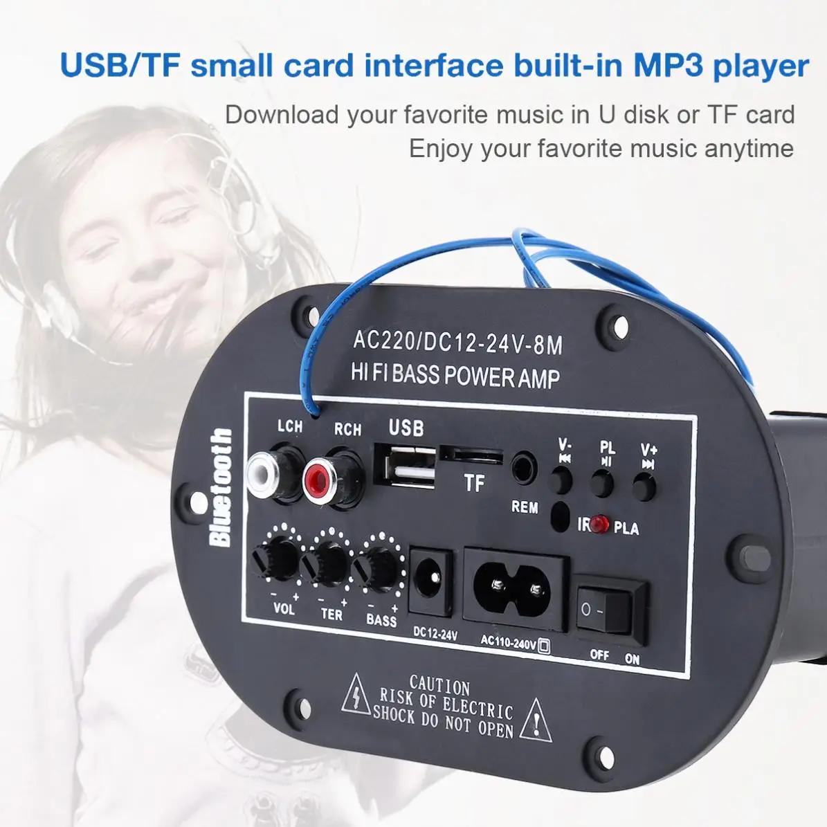 8 Inch 25W Universal HI-FI Bluetooth Car Audio Power Amplifier Auto FM Radio Player Support/ SD / USB / DVD / MP3 Input