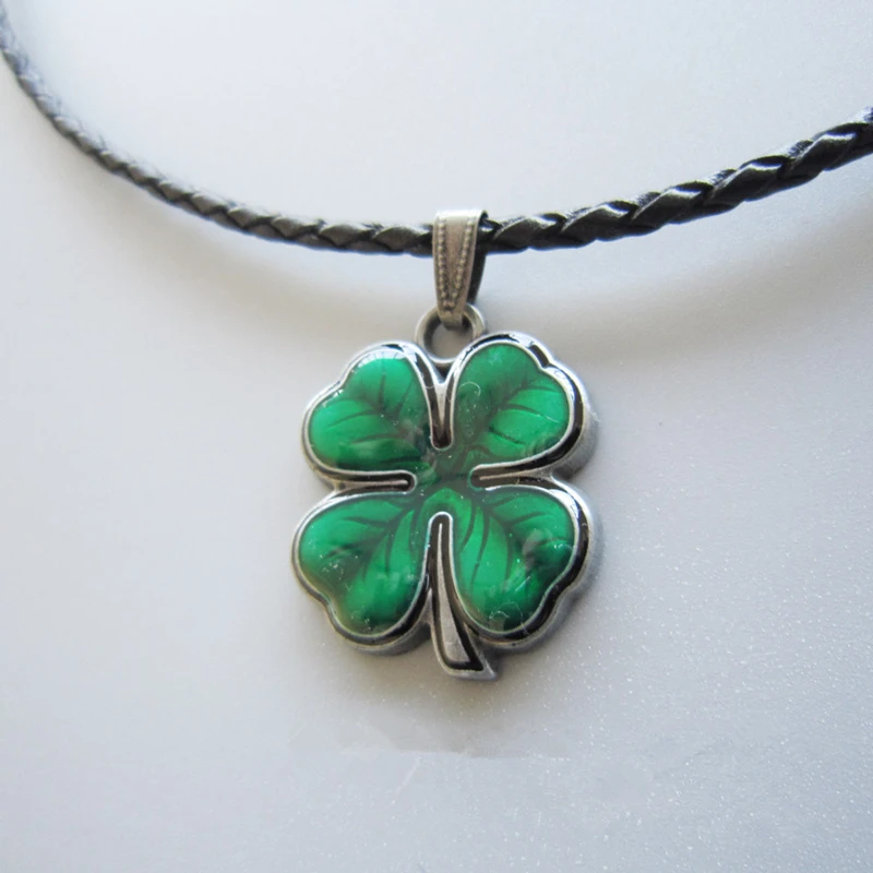 

CMajor Four-leaf Clover Leather Rope Necklaces For Festival St. Patrick's Day Four Leaves Clover Key Chains