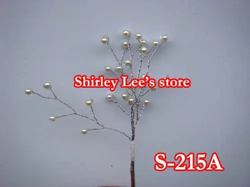 Wholesale----144 bunches X  Five Pearl Strand  Silver Wired Stems (S-215A) (Free Shipping by Express)