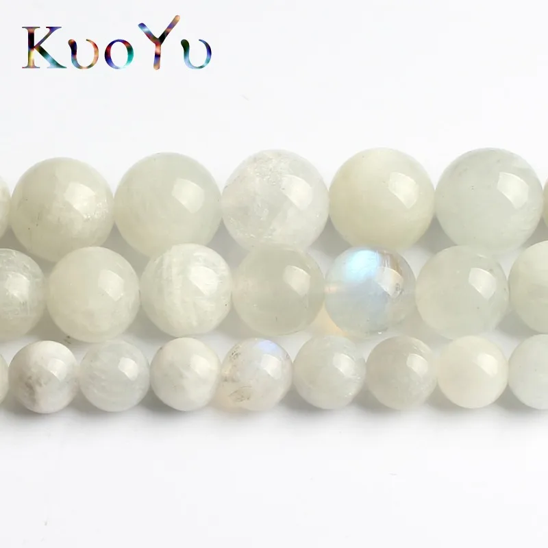 Natural Stone Moonstone Beads Round Smooth Loose Beads 15\'\'Strand 6/8/10mm For Jewelry Making DIY Bracelet Pendant Necklace