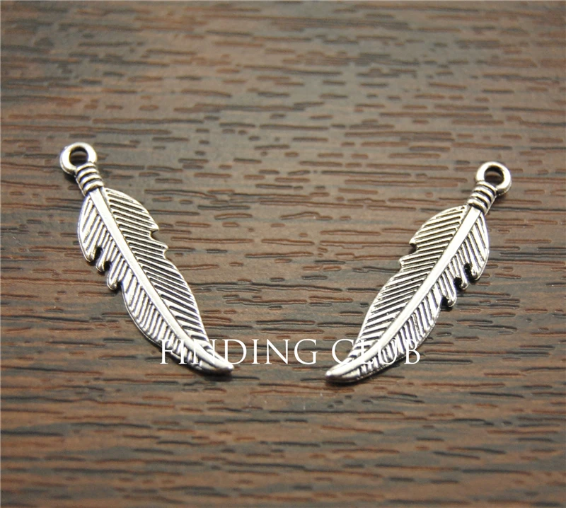 50 pcs  Silver Color Alloy Feathers Charms 7x26mm Diy Jewelry Findings Jewelry Accessories wholesale A1161