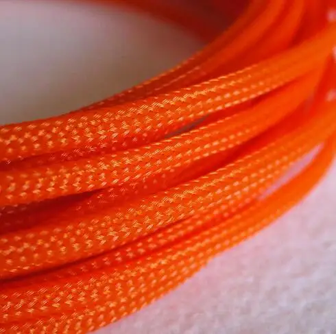 High Quality Orange DIY 4MM PET Expandable Snakeskin network wire weaving mesh Braided Sleeving for Power cable