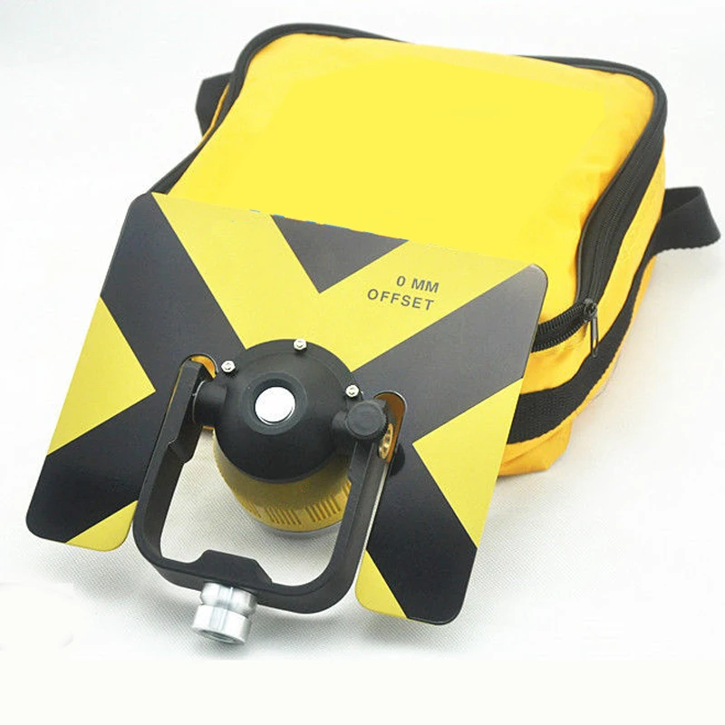 NEW YELLOW  METAL PRISM WITH SOFT BAG FOR TOTAL STATIONS OFFSET -30/0MM