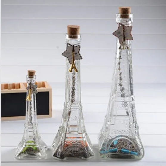 1PC Paris Eiffel Tower glass bottle drift bottles lucky stars Wishing bottle glass tower JL 063