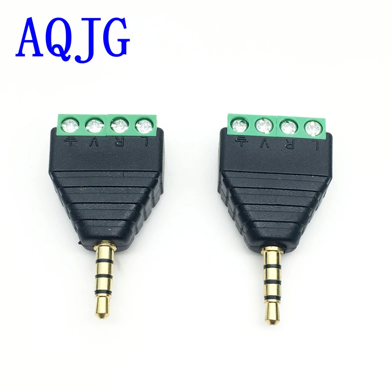 3.5mm 3ploe 1/8 Inch Stereo Male Plug to AV Screw Video Balun Terminal Jack 3.5 mm Male 3 pin Terminal Block Plug Connector