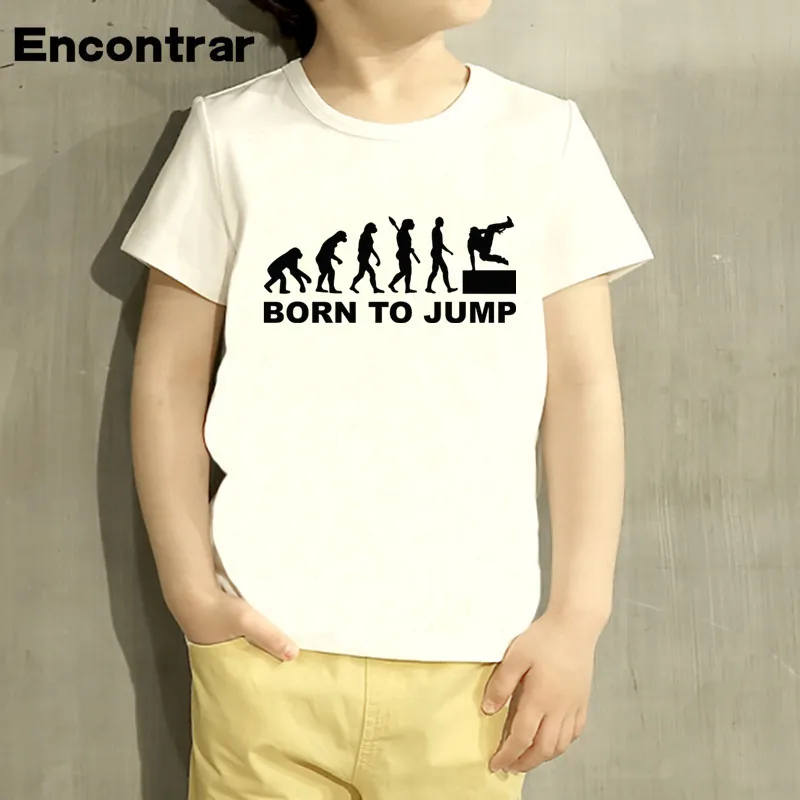 

Kids Evolution Of Parkour Born To Jump Design Baby Boys/Girl TShirt Kids Funny Short Sleeve Tops Children Cute T-Shirt,HKP4085