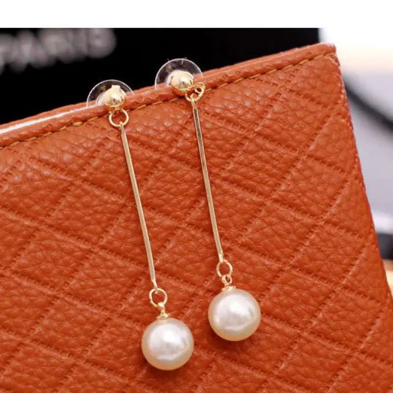 Fashion Boucle D'oreille Femme Pendante Cute Ear Wire Earrings Female Models Long Drop Pearl Jewelry Dangle Earrings Brincos