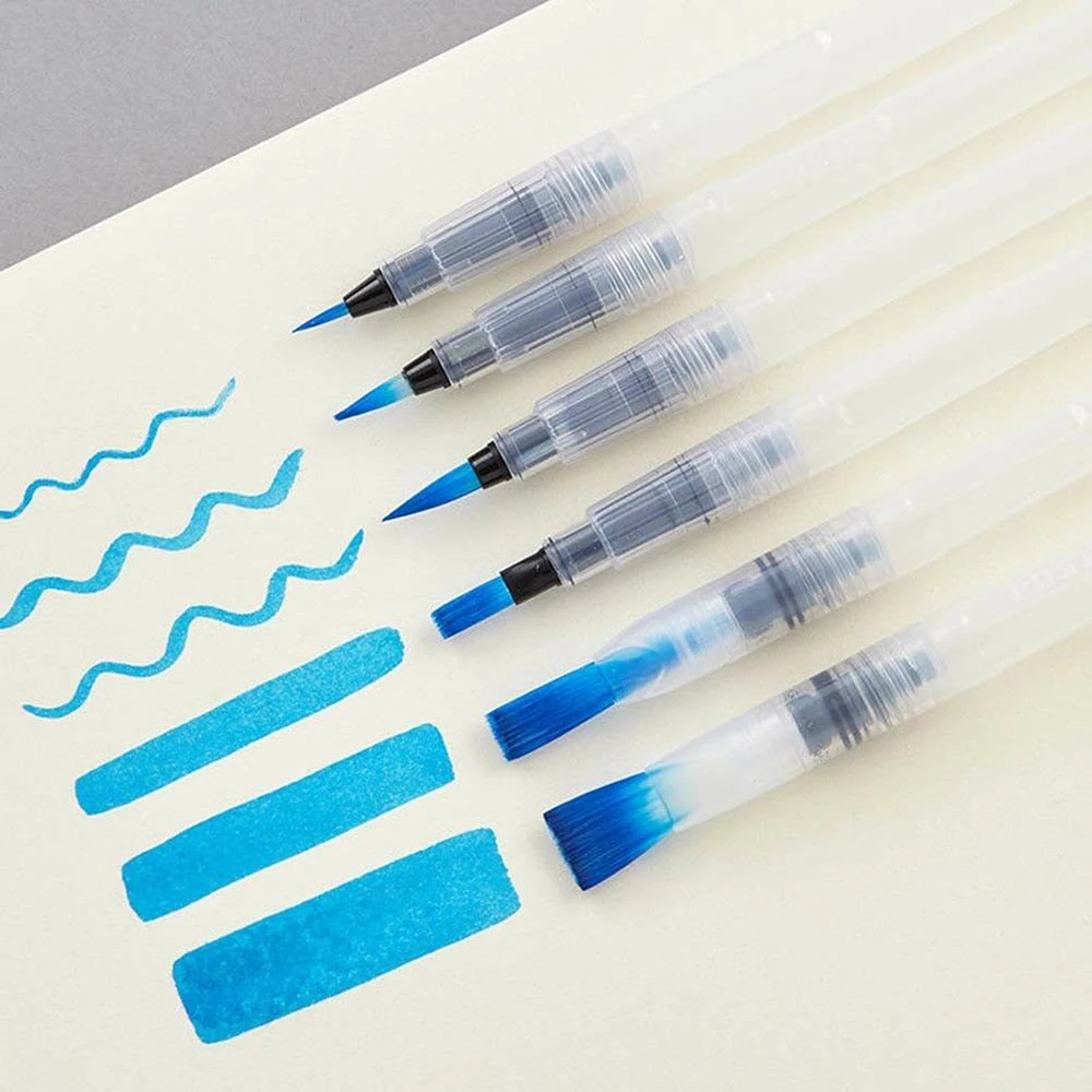 6-Pcs/Set Transparent Tap Water Watercolour Water Soluble Color Pen Nylon Watercolor Color Drawing Art Supply