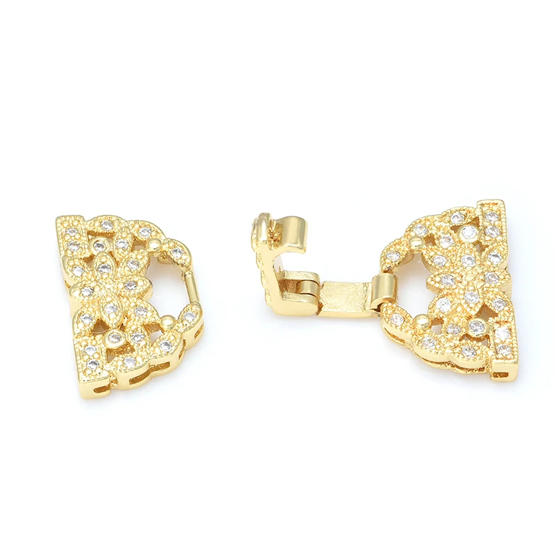 23*15mm Clasps For Jewelry Making Accessories Copper Cubic Zirconia  Clasps Buckles For DIY Pearls Necklace Bracelet