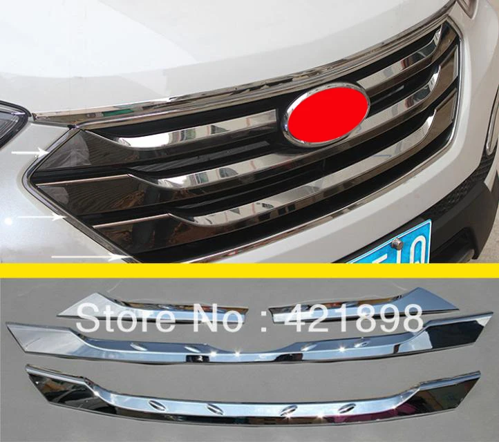 For Hyundai Santa Fe 2013 2014 2015 2016 ABS Chrome Front Grille Around Trim Car Accessories Stickers