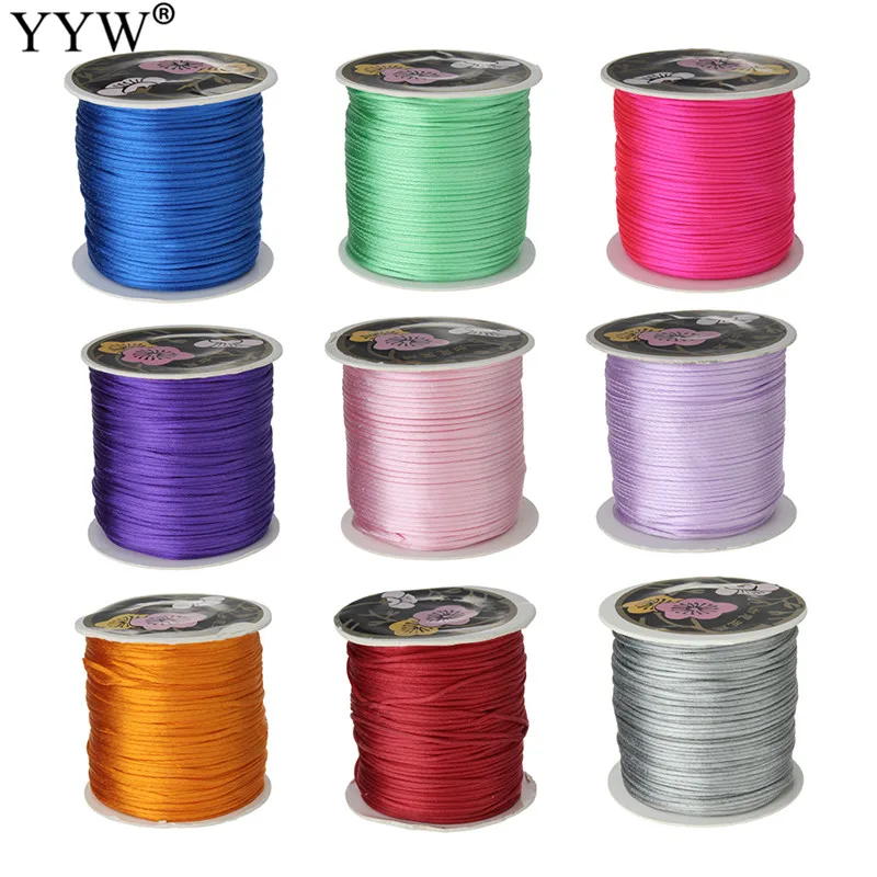 Wholesale 70M/Spool 1MM Mix Color Nylon Black Satin Chinese Knotting Silky Macrame Cord Beading Braided String Thread