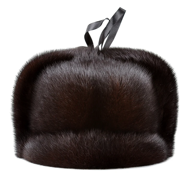 RY0204 LUXURY Winter Fur Hats Male Import Mink Fur Straw Bomber Hats For Man OutdoorThermal Warm Ear Protection Russian Caps