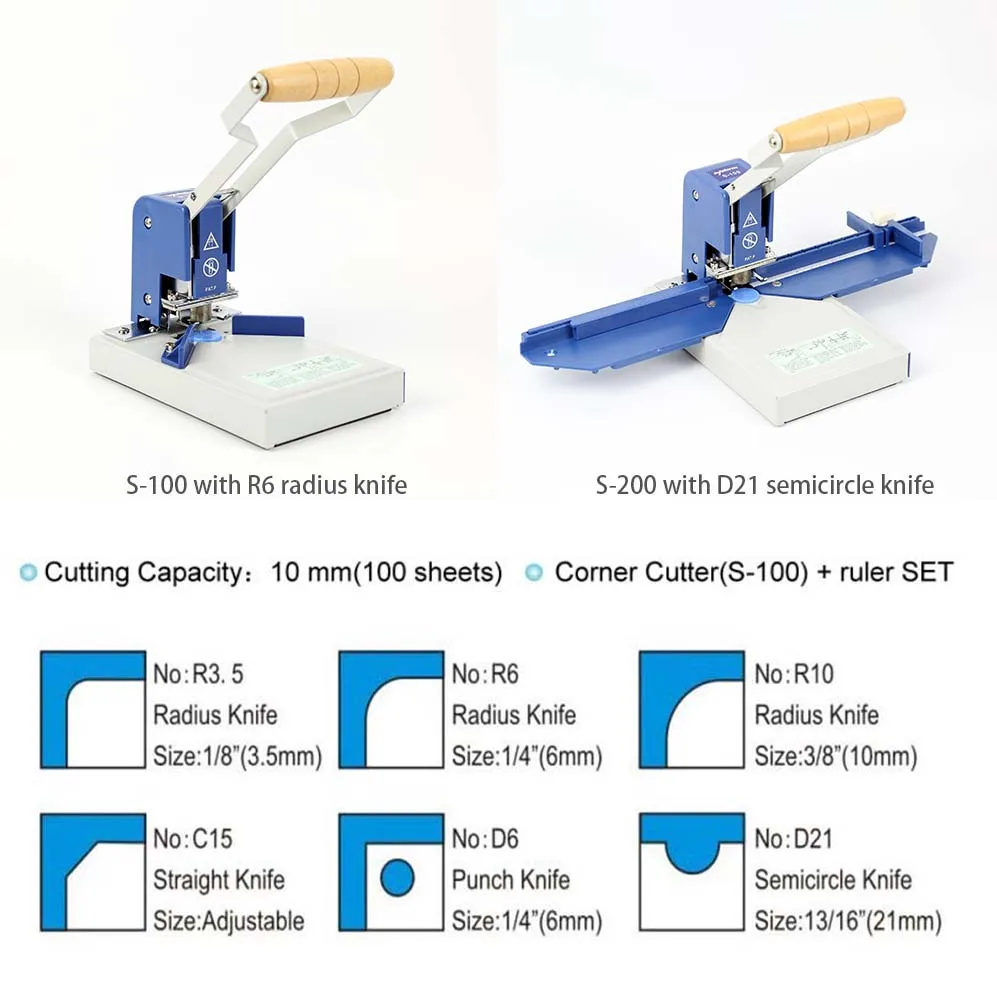 S-100(R6)/S-200(D21) BateRpak/Desktop paper corner cutter,manual paper books sheet/photo paper corner trimmer