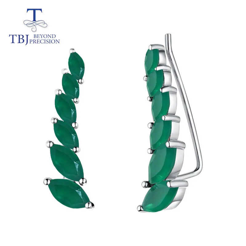 TBJ,green agate earrings natural gemstone simple elegant design 925 sterling silver fine jewelry for women wife anniversary gift