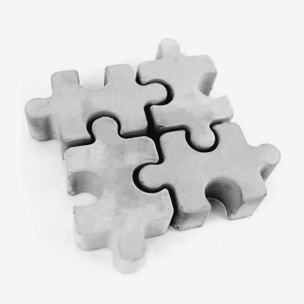 Block Puzzle Coaster Silicone Molds 3D Concrete Tray Mold Fondant Cake Baking Molds Coffee Cup Holder Cement Block Candle Moulds