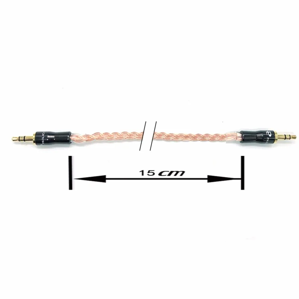 Haldane 15cm único cristal cobre 3.5mm a 3.5mm cabo de áudio de alta fidelidade cabo de áudio carro aux fio cabo de salto