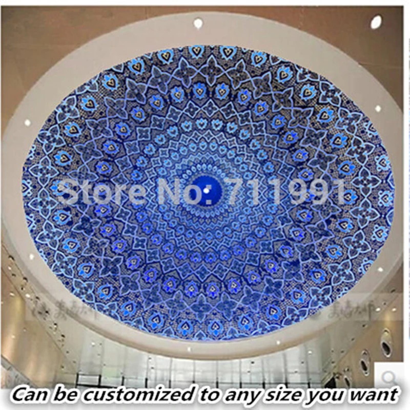 Custom 3D retro Wallcoverings,Dome Of The Mosque,Oriental Ornaments From Samarkand,for living room bedroom ceiling wallpaper