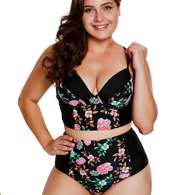 

Sexy Cross Bandage Female Swimsuit Push Up Patchwork Women Bikini Set Big Breast Beachwear Biquini Bathing suit Plus Size 5XL