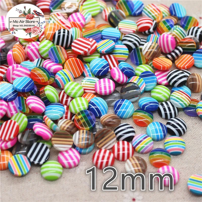 50 pz 12mm mix color stripe round Buttons bead Home Garden Crafts Cabochon Scrapbooking craft