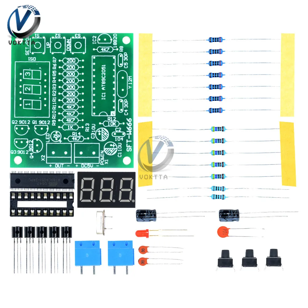 AT89C2051 DS18B20 LCD Digital Temperature Controller DIY Kit 5V DC Microcontroller Thermometer Meter Electronic Thermostat