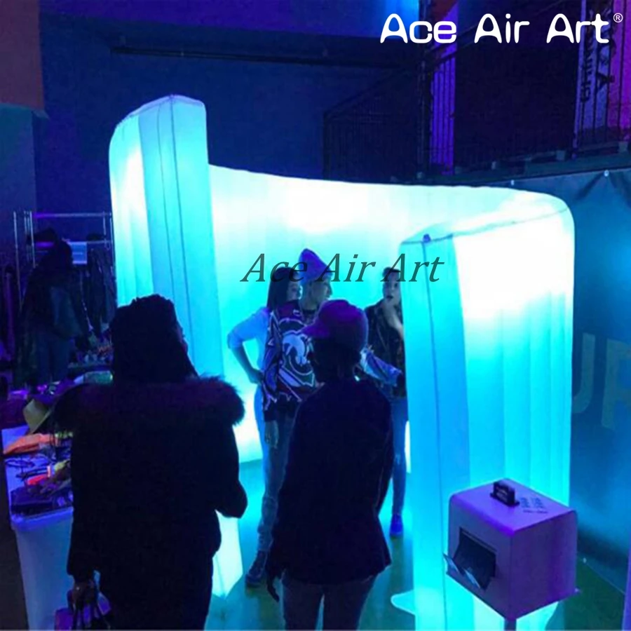 Wonderful Inflatable LED Lighting Photo Booth Spiral Shaped Office Structure Tent with Spotlights for Event