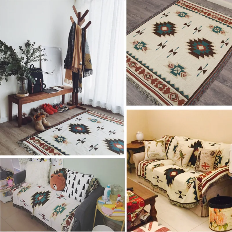 Bohemia Home Textile Air/Sofa/Bedding Throws Multifunctional GeometricThread Blanket Soft Bedsheet