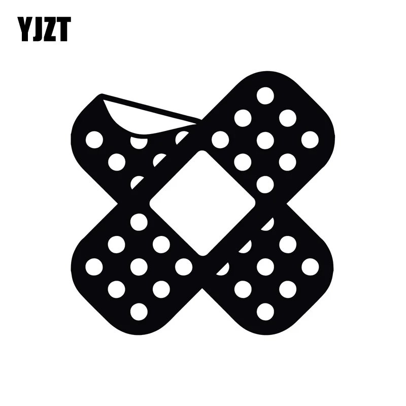 YJZT 12*12CM Fashion BAND AID Crossed Bent Corner JDM Car-styling Decal Car Sticker Black/Silver Vinyl S8-1453