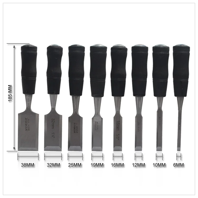 NEW 8PCS Butt Chisel Indurative DIY Carpentry Tools Wooden Carving Hewn Flat Chisel  6-38mm