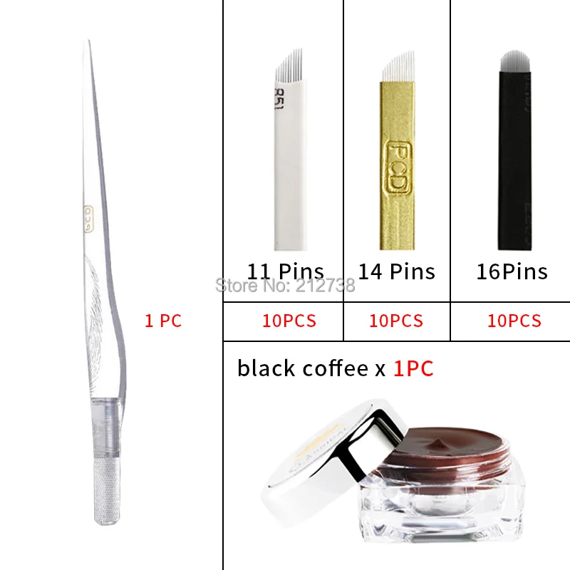 Eyebrow Kit Permanent Makeup Machine Tattoo Eyebrow Tattoo Microblading Pen Kits with 30Pcs Needle Blade for Learner User