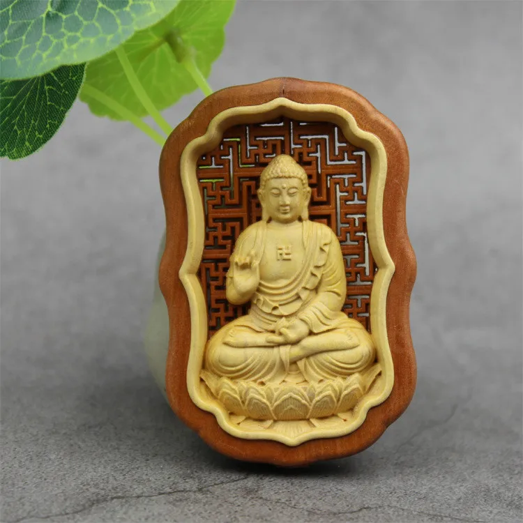 Western Sansheng Wooden Handicraft Jujube Boxwood Accessories Handmade Diy Wood Products Wood Carving Accessories Buddha Statue