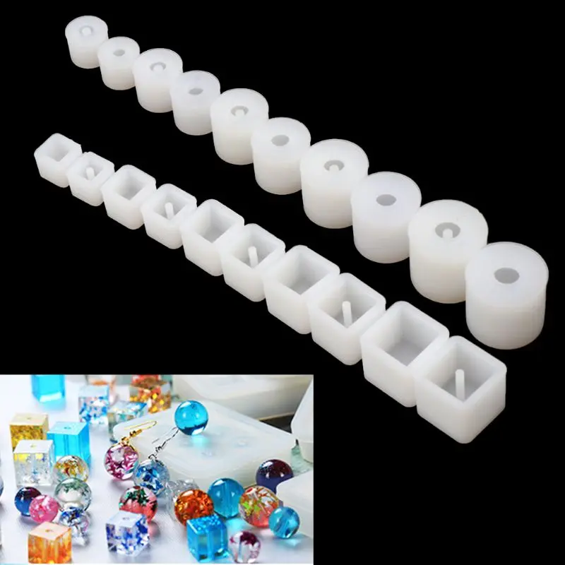 10/20Pcs Silicone UV Resin DIY Round Square Beads DIY Mold Jewelry Making Resin Casting Mold