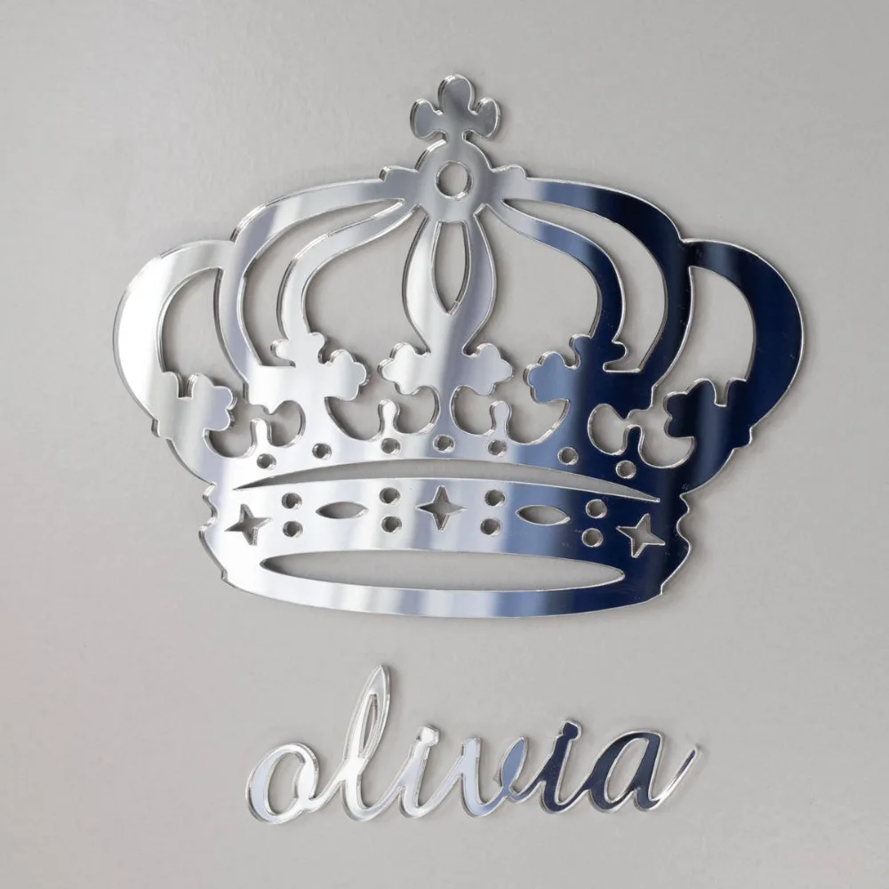 Personalized Mirror Acrylic Princess Crown wall hanging Sign with name Wedding Gift, custom family sign