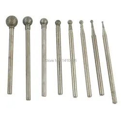 8 pezzi testa di molatura diamantata sferica 1-6mm Set punti montati rivestiti sfere Bit Burr strumenti lapidari per pietre preziose