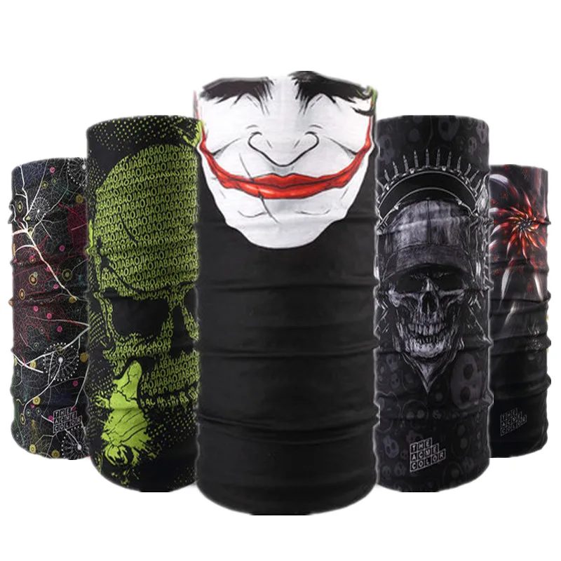 Skull Design Series Scarf Variety Tube Half Face Mask Halloween Headband Headwear Bicycle Head Scarf Snowboard Headscarf Bandana