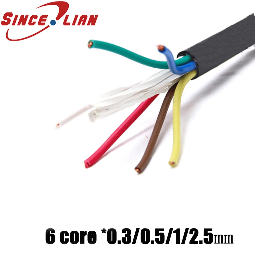 Power Cable 6 core Soft Sheath Wire Monitor Power Cord  Round  RVV6X0.3/0.5/0.75/1.0/1.5/2.5/4.0/6.0 Square Connection line