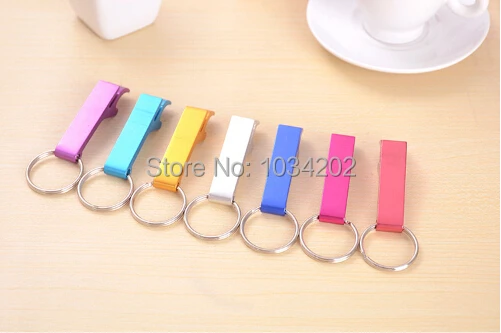 Hot Sell Portable Aluminum Alloy Key Ring Keychain Bottle Opener Beer Opener Multi Color Free Shipping