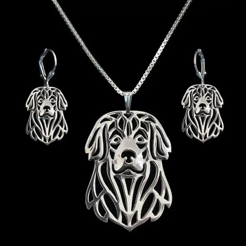 Lovers' Hollow Out Leonberger Jewelry Set Women's Metal Alloy Dog Shaped Jewelry Set