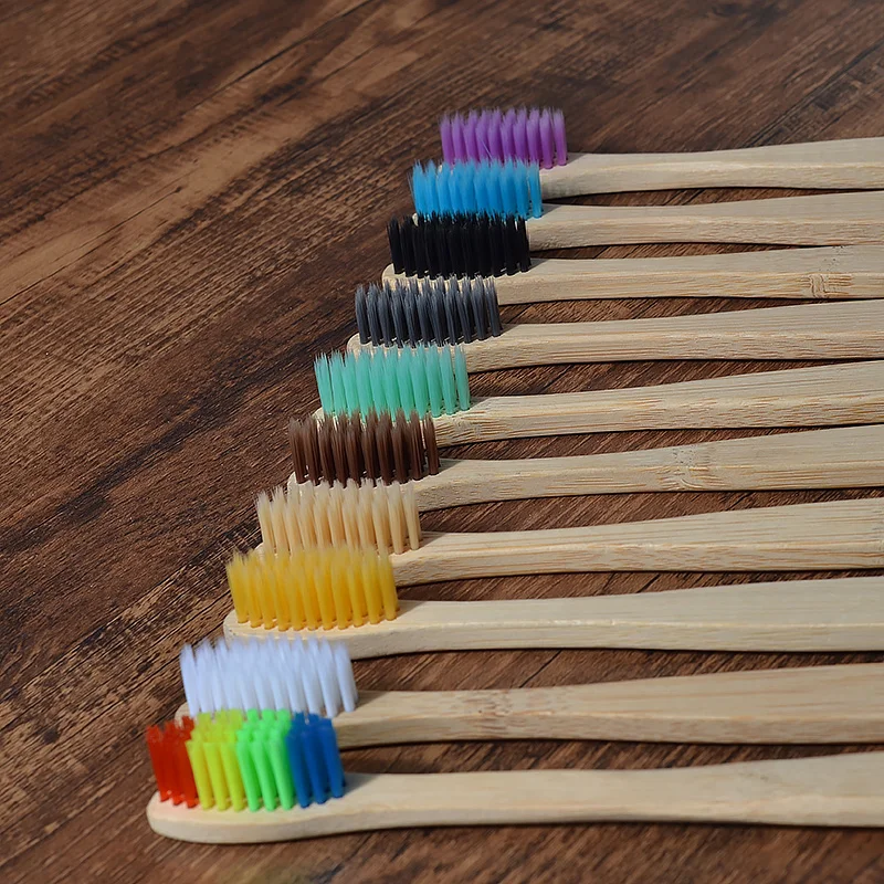 10Pcs Bamboo Toothbrush Eco Friendly Wooden Tooth Brush BPA Free Soft Bristle Tip Charcoal Adults Oral Care Toothbrushes