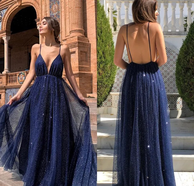 2019 Nuovo Abiti Da Sera Cinghie di Spaghetti Senza Maniche Backless Più Il Formato UNA Linea di Abiti di Promenade Su ordine Occasioni Speciali Dress