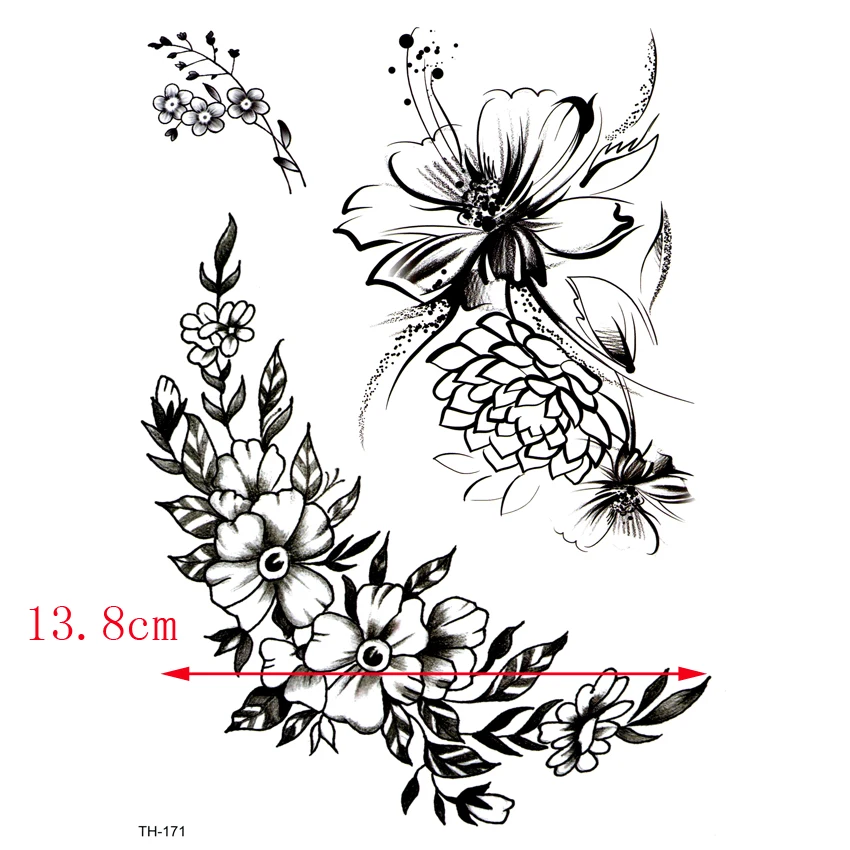 5pcs Beauty Flowers Waterproof Temporary Tattoos Men  Tree The Flash Tatouage Temporaire Femme Tatoo Temporary stickers