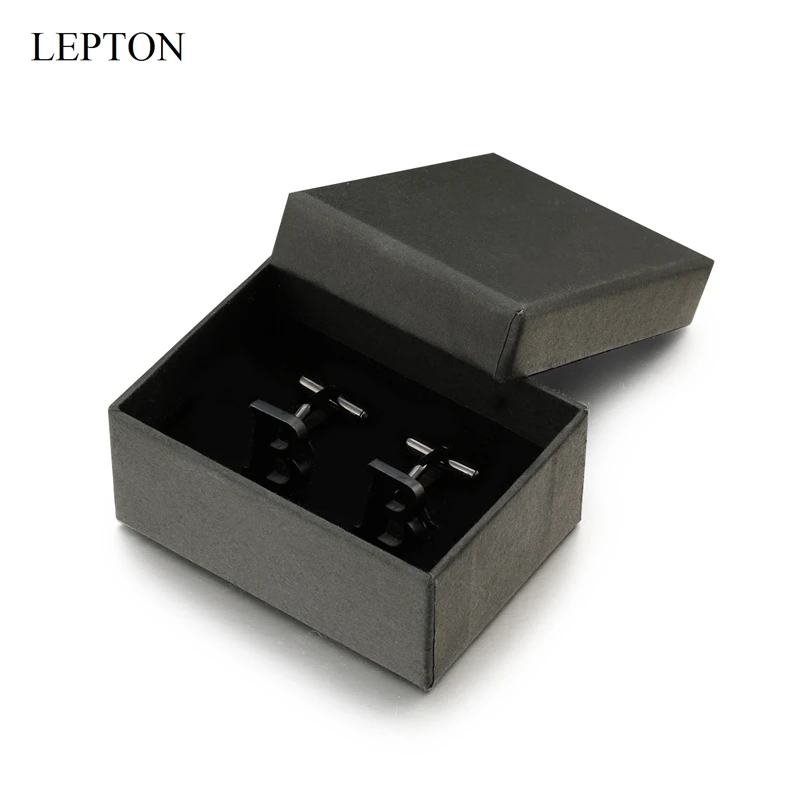 

Lepton Stainless steel Letters B Cufflinks for Mens Black & Silver Color Letter B of alphabet Cuff links Men Shirt Cuffs Button