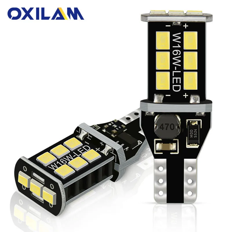 OXILAM 2Pcs Canbus T15 LED Reverse Lights W16W 921 912 Bulb Back Up Lamp for Car Auto Exterior Light Super Bright 6W 12V White